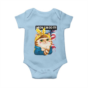 Meow Can Do It Baby Onesie Funny Feminist Cat Lover Gift TS12 Light Blue Print Your Wear