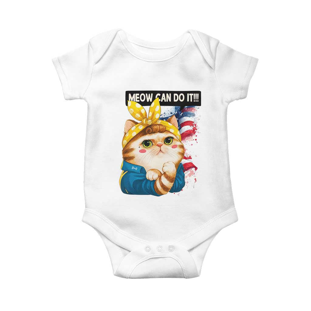 Meow Can Do It Baby Onesie Funny Feminist Cat Lover Gift TS12 White Print Your Wear