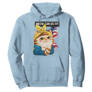 Meow Can Do It Hoodie Funny Feminist Cat Lover Gift TS12 Light Blue Print Your Wear