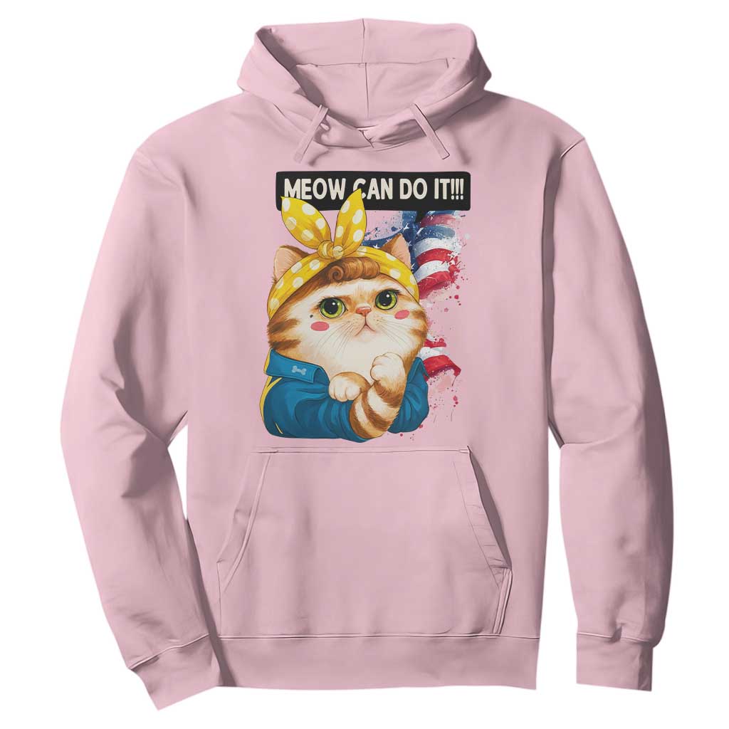 Meow Can Do It Hoodie Funny Feminist Cat Lover Gift TS12 Light Pink Print Your Wear