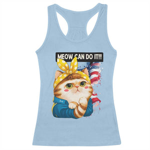 Meow Can Do It Racerback Tank Top Funny Feminist Cat Lover Gift TS12 Light Blue Print Your Wear