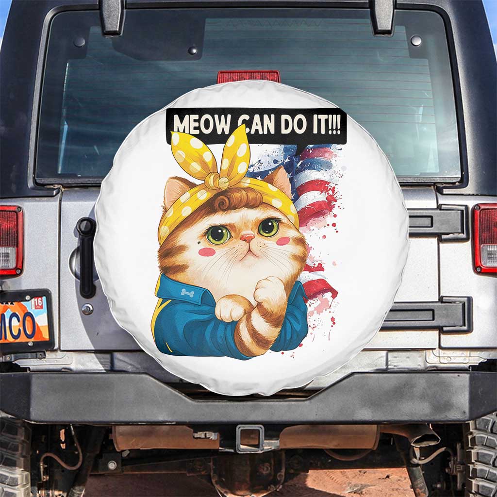 Meow Can Do It Spare Tire Cover Funny Feminist Cat Lover Gift TS12 No hole White Print Your Wear