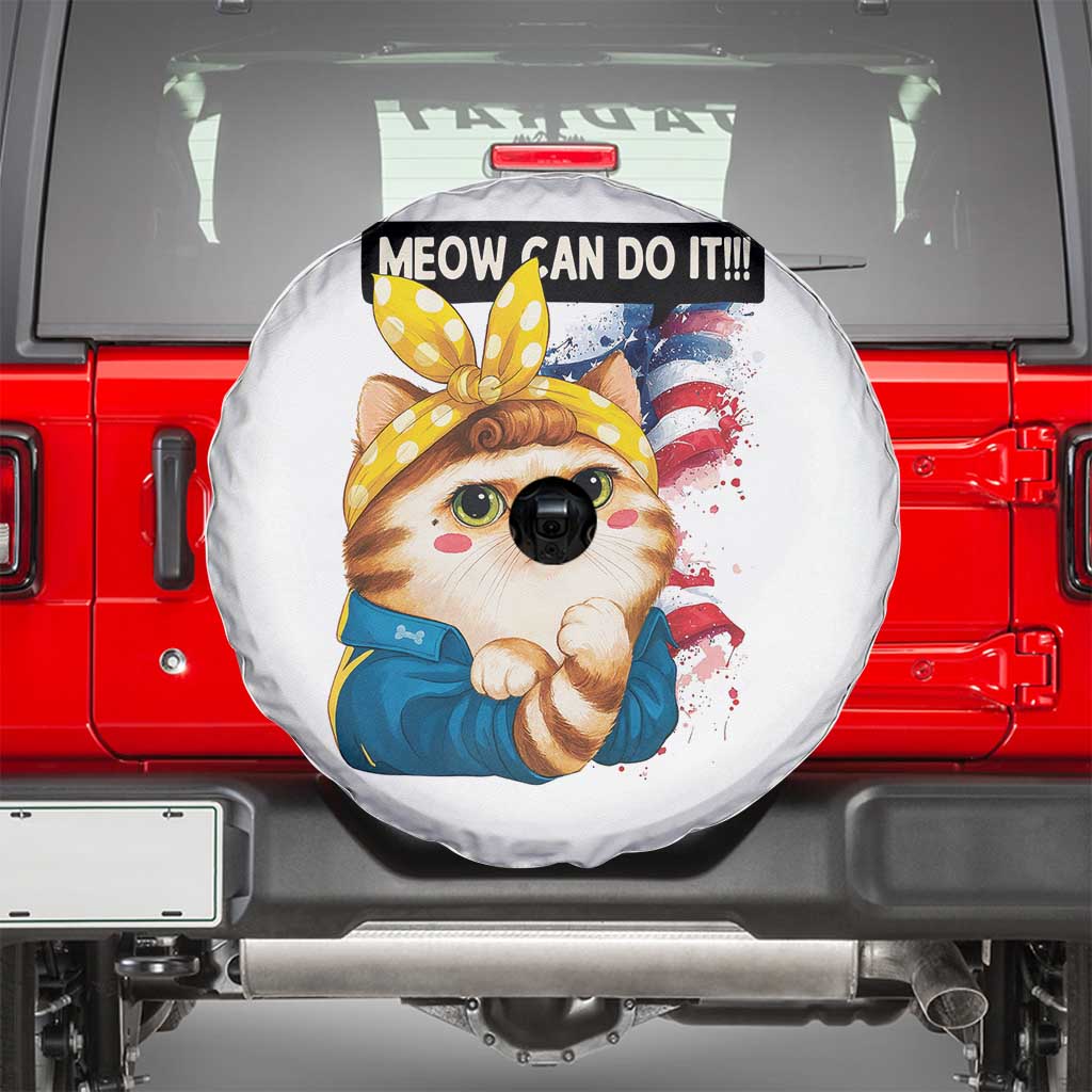 Meow Can Do It Spare Tire Cover Funny Feminist Cat Lover Gift TS12 White Print Your Wear