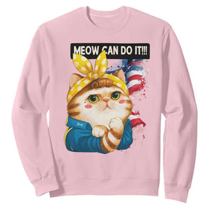 Meow Can Do It Sweatshirt Funny Feminist Cat Lover Gift TS12 Light Pink Print Your Wear