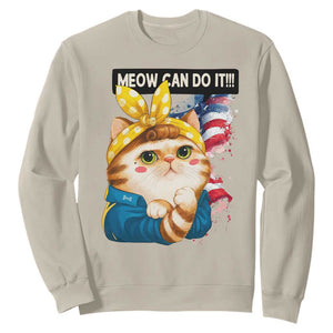 Meow Can Do It Sweatshirt Funny Feminist Cat Lover Gift TS12 Sand Print Your Wear