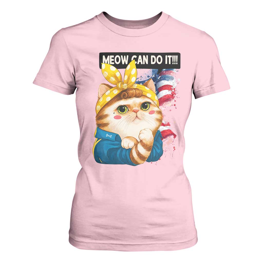 Meow Can Do It T Shirt For Women Funny Feminist Cat Lover Gift TS12 Light Pink Print Your Wear