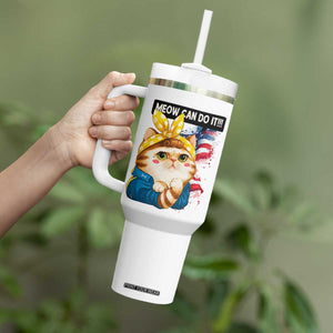 Meow Can Do It Tumbler With Handle Funny Feminist Cat Lover Gift TS12 Print Your Wear