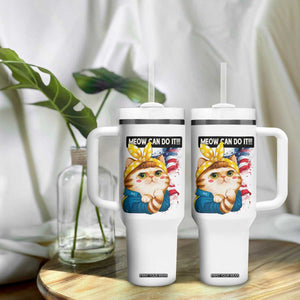 Meow Can Do It Tumbler With Handle Funny Feminist Cat Lover Gift TS12 Print Your Wear