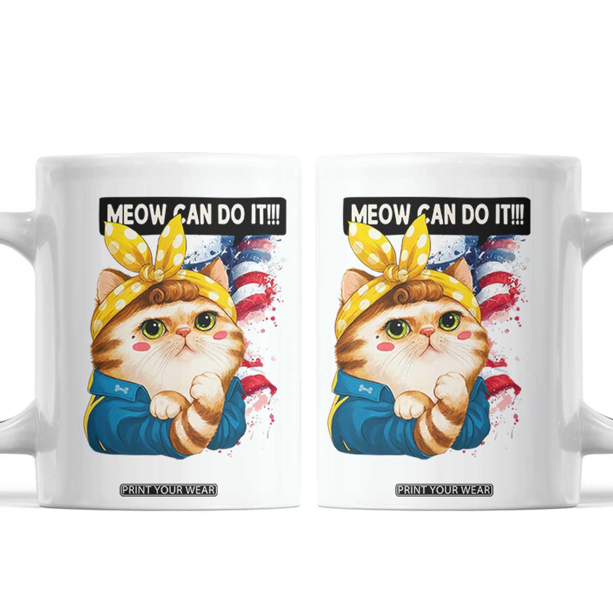 Meow Can Do It Coffee Mug Funny Feminist Cat Lover Gift TS12 White Print Your Wear