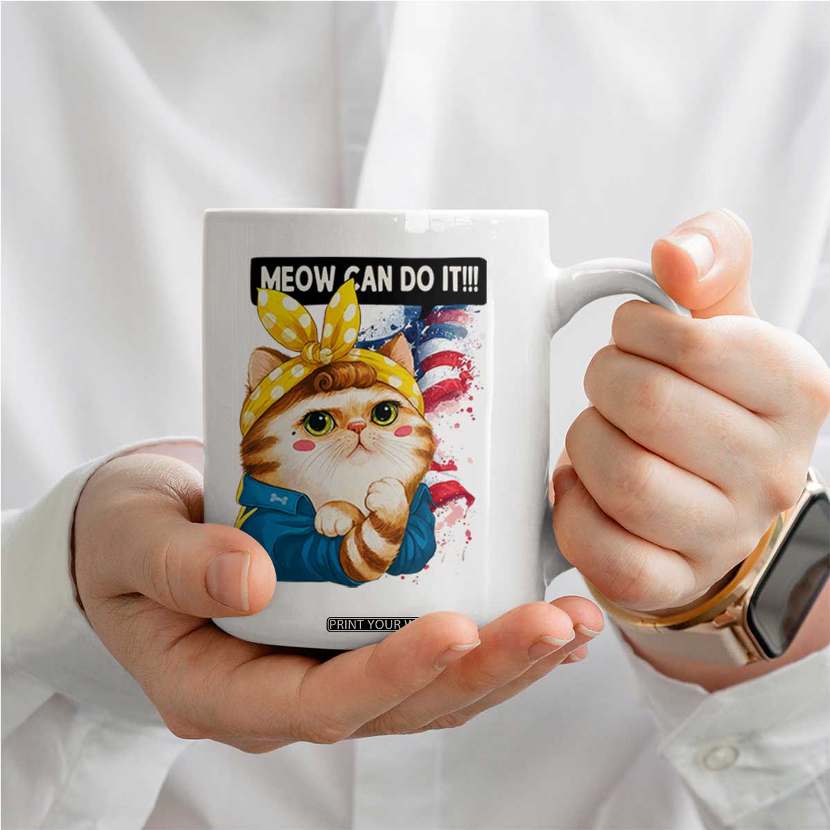 Meow Can Do It Coffee Mug Funny Feminist Cat Lover Gift TS12 Print Your Wear