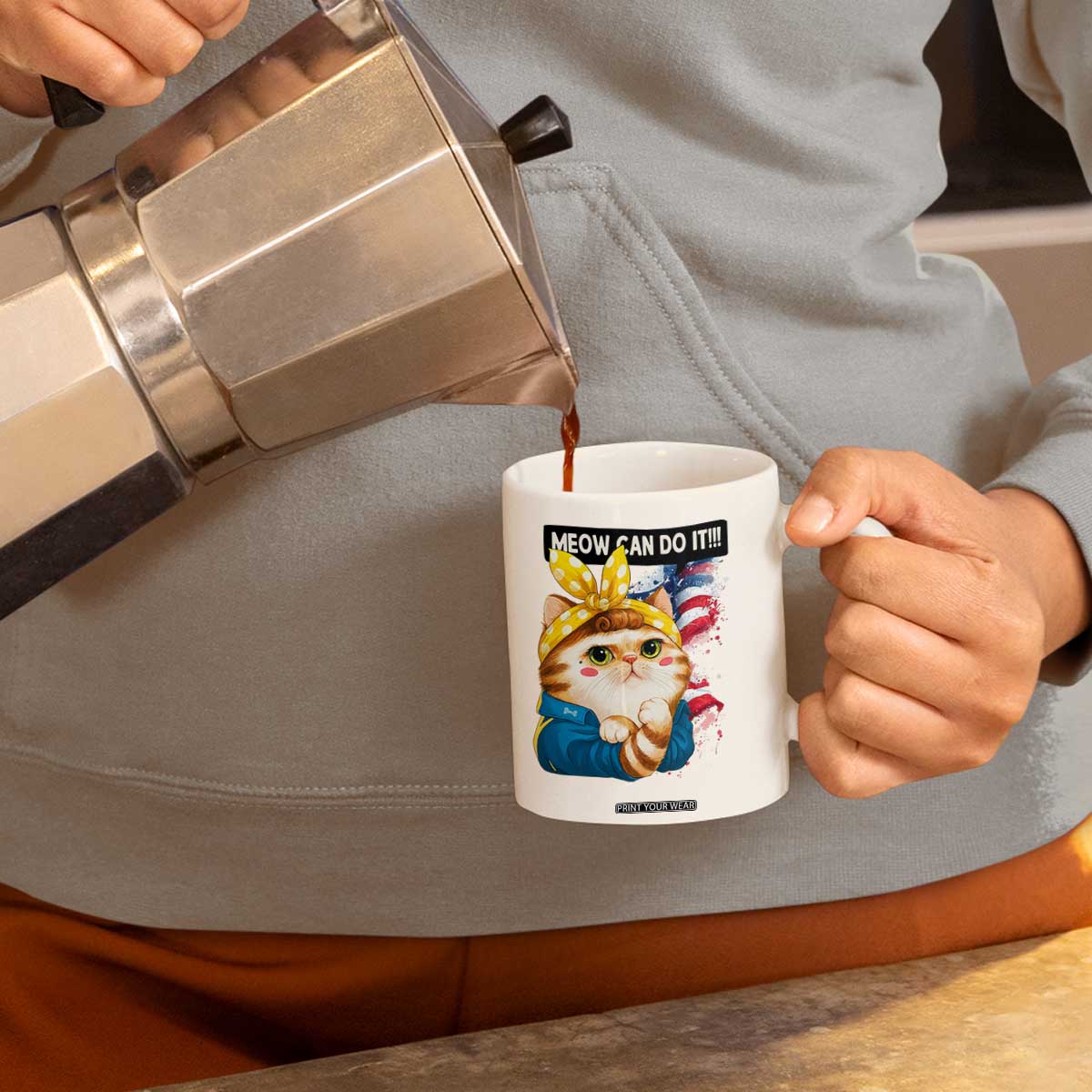 Meow Can Do It Coffee Mug Funny Feminist Cat Lover Gift TS12 Print Your Wear