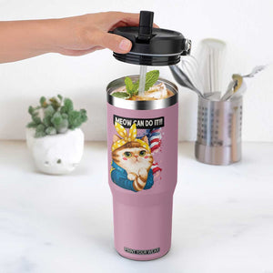 Meow Can Do It Flip Straw Tumbler Funny Feminist Cat Lover Gift TS12 One Size: 30 oz Light Pink Print Your Wear
