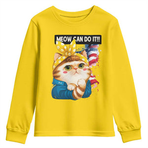 Meow Can Do It Youth Sweatshirt Funny Feminist Cat Lover Gift TS12 Daisy Print Your Wear