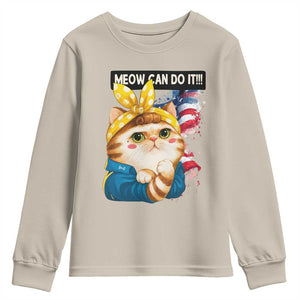Meow Can Do It Youth Sweatshirt Funny Feminist Cat Lover Gift TS12 Sand Print Your Wear