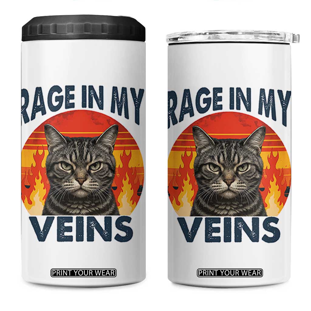 Cat Meme 4 in 1 Can Cooler Tumbler Funny Rage In My Veins Sarcastic Animal Humor TS12 One Size: 16 oz White Print Your Wear
