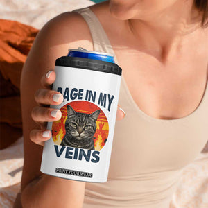 Cat Meme 4 in 1 Can Cooler Tumbler Funny Rage In My Veins Sarcastic Animal Humor TS12 Print Your Wear
