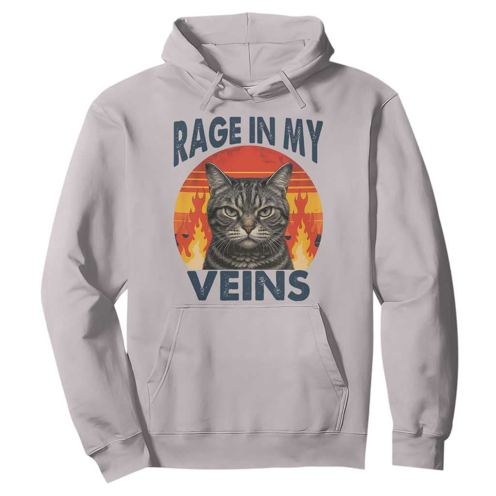 Cat Meme Hoodie Funny Rage In My Veins Sarcastic Animal Humor TS12 Ice Gray Print Your Wear
