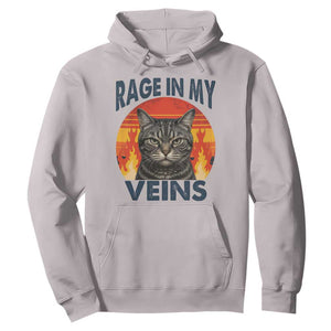 Cat Meme Hoodie Funny Rage In My Veins Sarcastic Animal Humor TS12 Ice Gray Print Your Wear