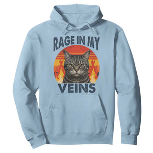 Cat Meme Hoodie Funny Rage In My Veins Sarcastic Animal Humor TS12 Light Blue Print Your Wear