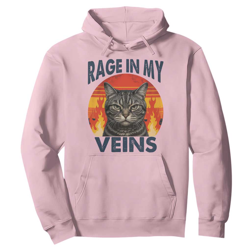 Cat Meme Hoodie Funny Rage In My Veins Sarcastic Animal Humor TS12 Light Pink Print Your Wear