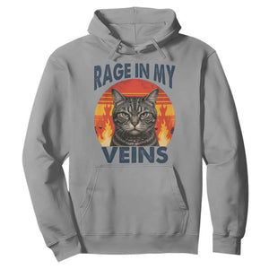 Cat Meme Hoodie Funny Rage In My Veins Sarcastic Animal Humor TS12 Sport Gray Print Your Wear