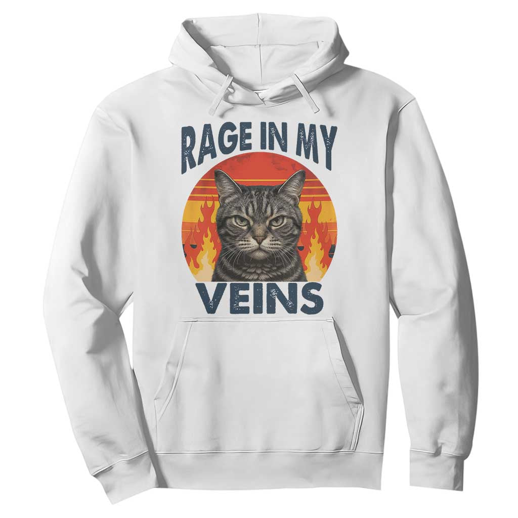 Cat Meme Hoodie Funny Rage In My Veins Sarcastic Animal Humor TS12 White Print Your Wear