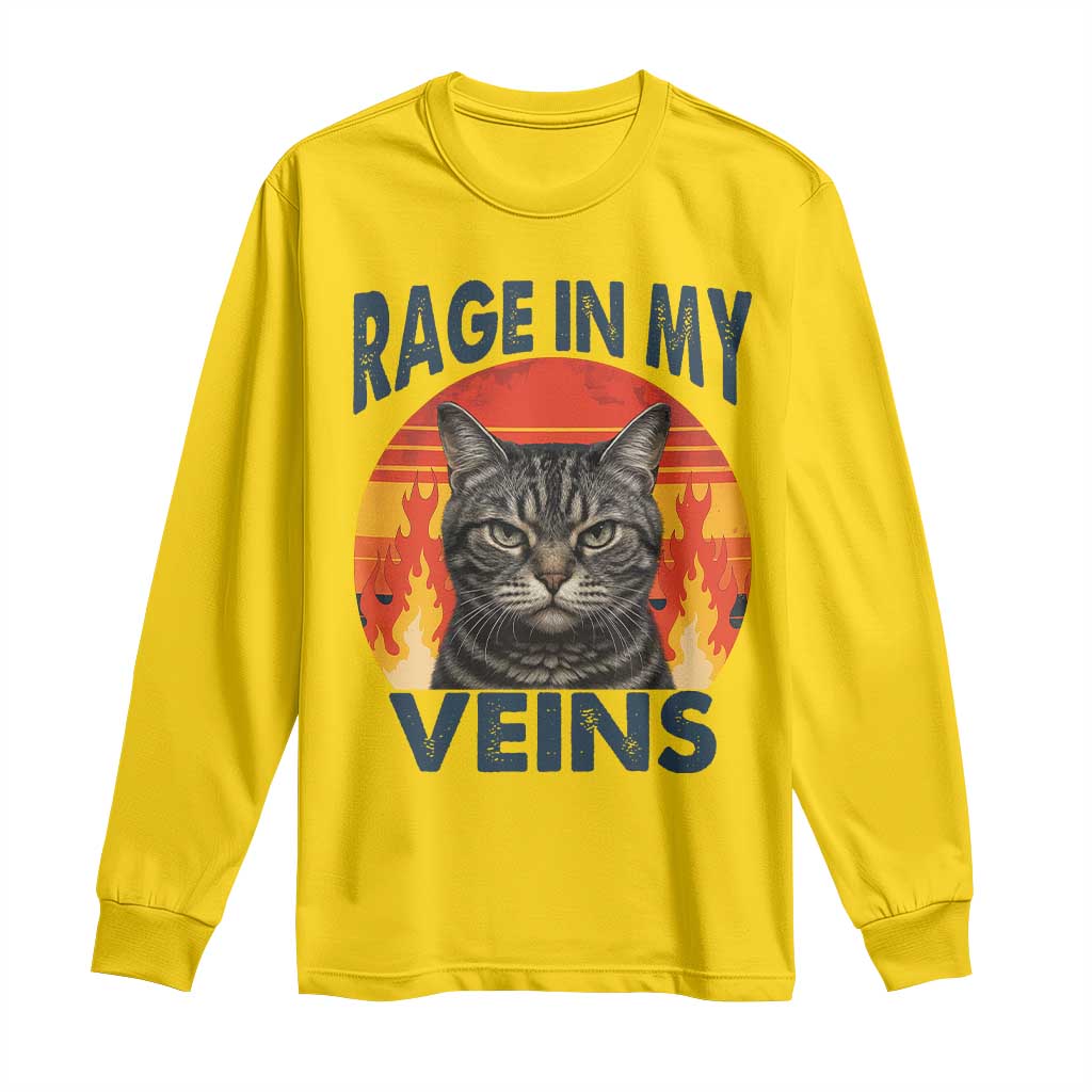 Cat Meme Long Sleeve Shirt Funny Rage In My Veins Sarcastic Animal Humor TS12 Daisy Print Your Wear