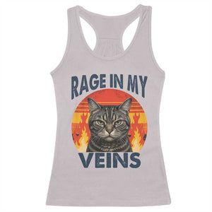 Cat Meme Racerback Tank Top Funny Rage In My Veins Sarcastic Animal Humor TS12 Ice Gray Print Your Wear