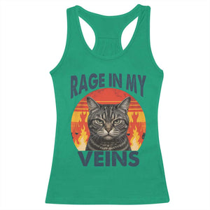 Cat Meme Racerback Tank Top Funny Rage In My Veins Sarcastic Animal Humor TS12 Irish Green Print Your Wear