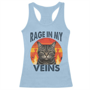 Cat Meme Racerback Tank Top Funny Rage In My Veins Sarcastic Animal Humor TS12 Light Blue Print Your Wear