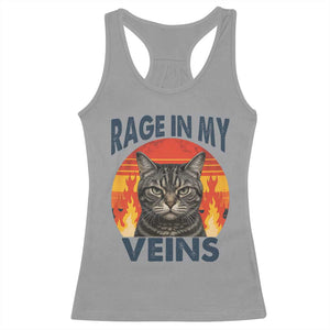 Cat Meme Racerback Tank Top Funny Rage In My Veins Sarcastic Animal Humor TS12 Sport Gray Print Your Wear