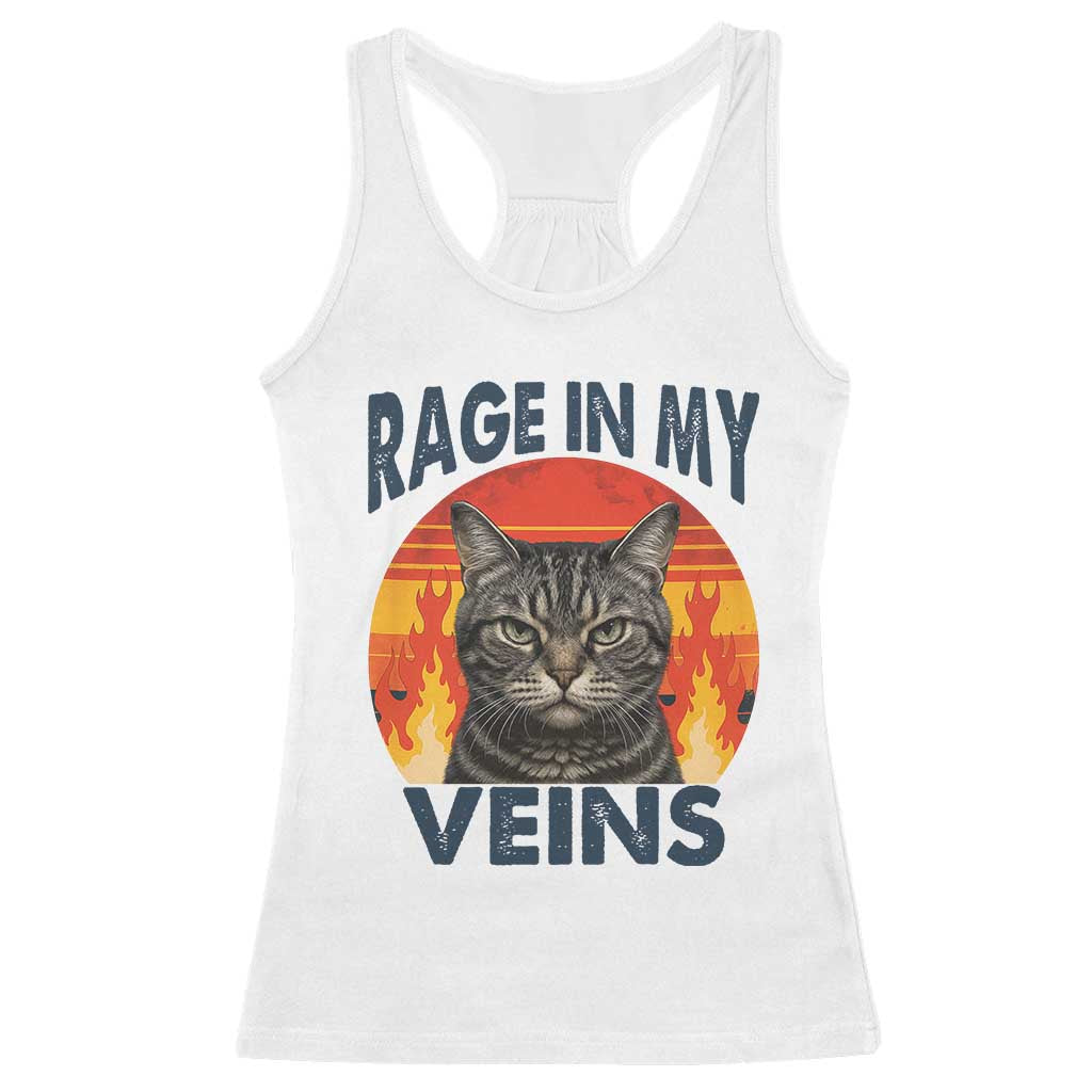 Cat Meme Racerback Tank Top Funny Rage In My Veins Sarcastic Animal Humor TS12 White Print Your Wear