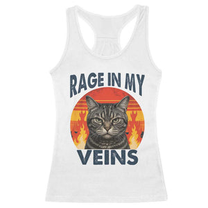 Cat Meme Racerback Tank Top Funny Rage In My Veins Sarcastic Animal Humor TS12 White Print Your Wear