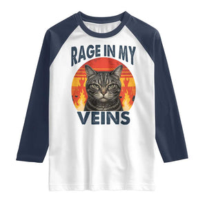 Cat Meme Raglan Shirt Funny Rage In My Veins Sarcastic Animal Humor TS12 White Navy Print Your Wear