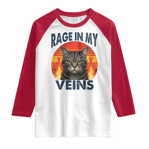 Cat Meme Raglan Shirt Funny Rage In My Veins Sarcastic Animal Humor TS12 White Red Print Your Wear