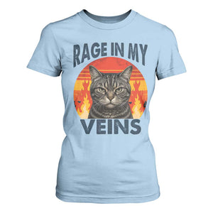 Cat Meme T Shirt For Women Funny Rage In My Veins Sarcastic Animal Humor TS12 Light Blue Print Your Wear