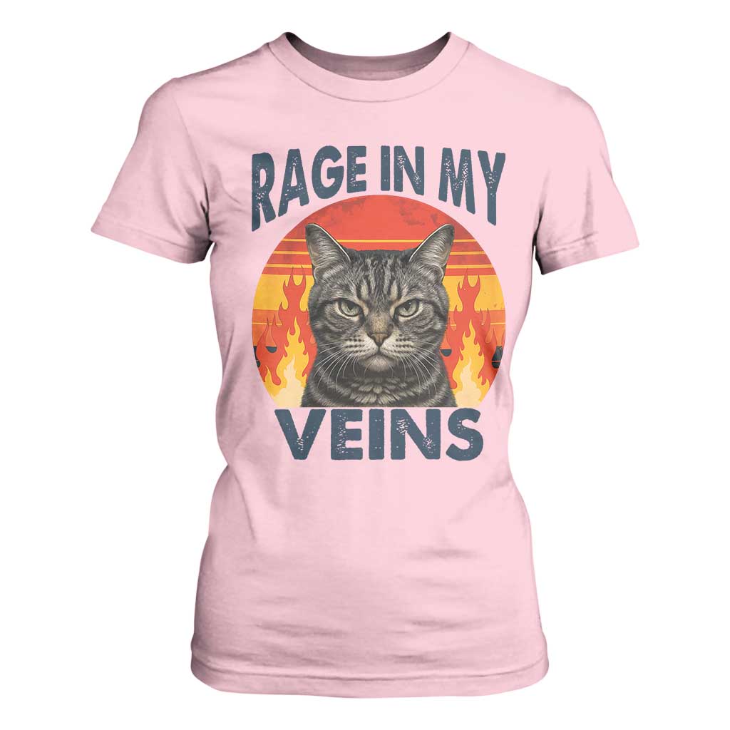 Cat Meme T Shirt For Women Funny Rage In My Veins Sarcastic Animal Humor TS12 Light Pink Print Your Wear