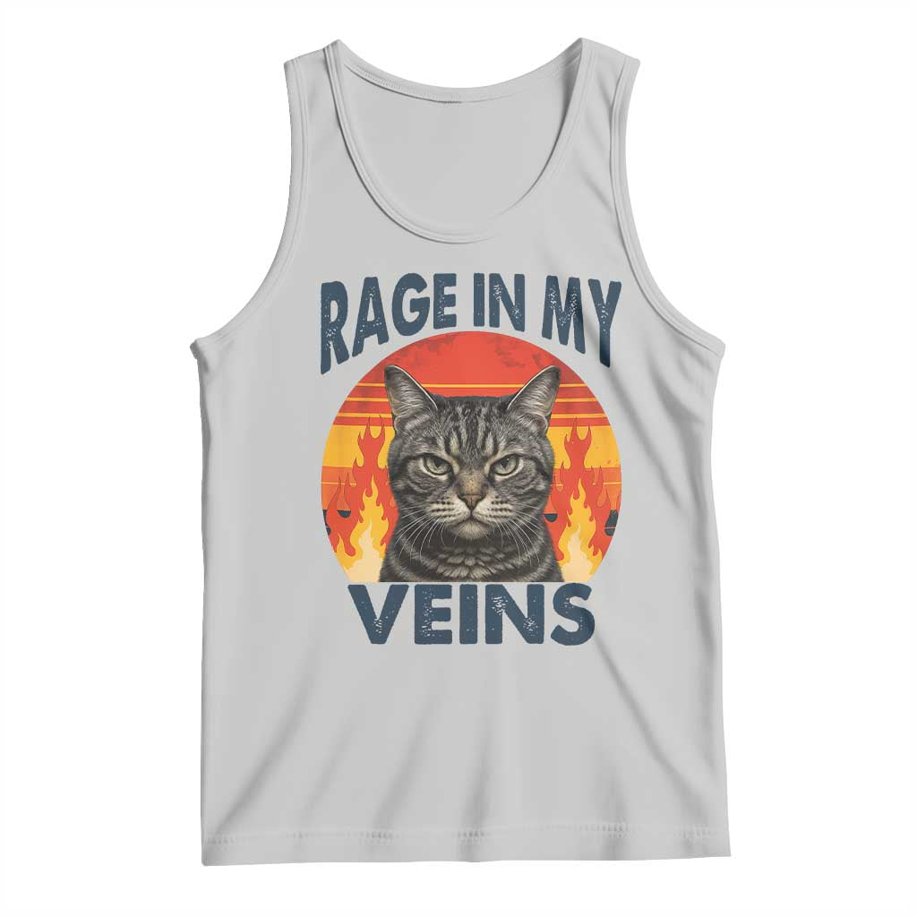 Cat Meme Tank Top Funny Rage In My Veins Sarcastic Animal Humor TS12 Ash Print Your Wear