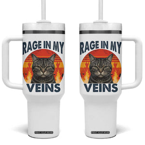 Cat Meme Tumbler With Handle Funny Rage In My Veins Sarcastic Animal Humor TS12 One Size: 40 oz White Print Your Wear