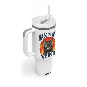 Cat Meme Tumbler With Handle Funny Rage In My Veins Sarcastic Animal Humor TS12 Print Your Wear