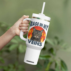 Cat Meme Tumbler With Handle Funny Rage In My Veins Sarcastic Animal Humor TS12 Print Your Wear