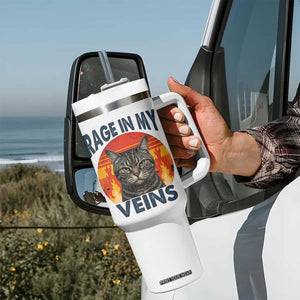 Cat Meme Tumbler With Handle Funny Rage In My Veins Sarcastic Animal Humor TS12 Print Your Wear