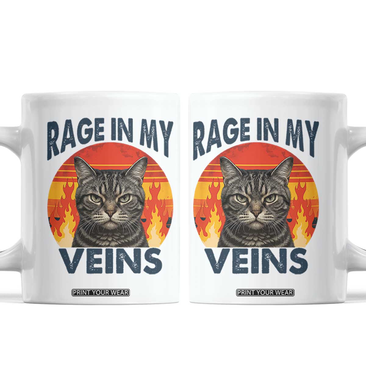 Cat Meme Coffee Mug Funny Rage In My Veins Sarcastic Animal Humor TS12 White Print Your Wear