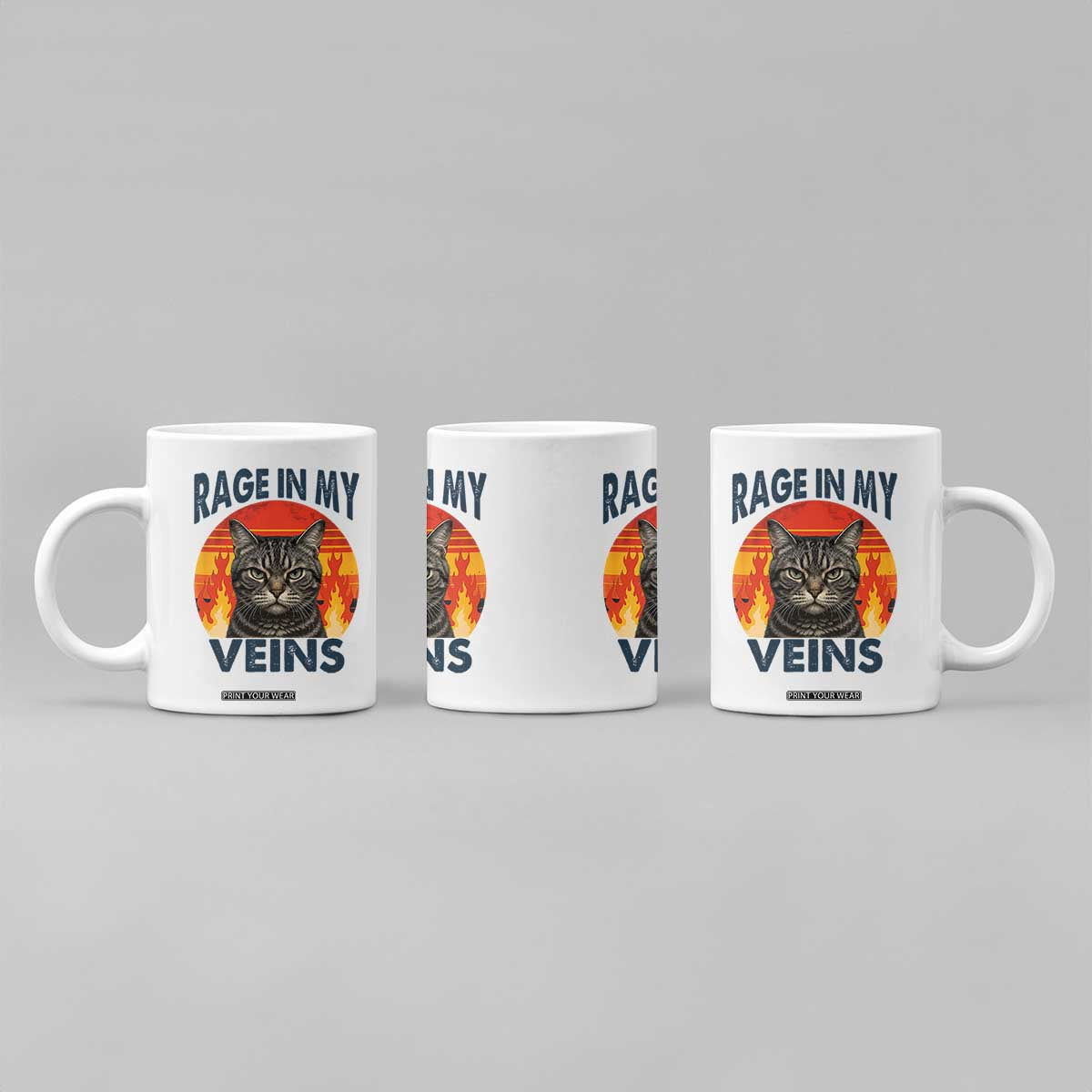 Cat Meme Coffee Mug Funny Rage In My Veins Sarcastic Animal Humor TS12 Print Your Wear