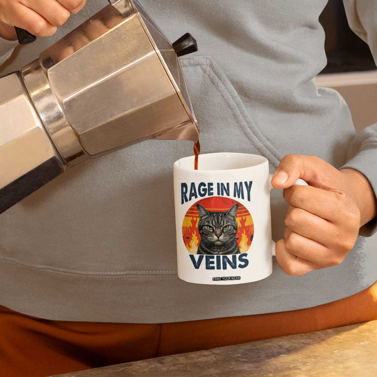Cat Meme Coffee Mug Funny Rage In My Veins Sarcastic Animal Humor TS12 Print Your Wear