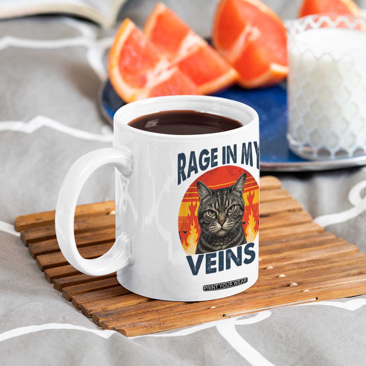 Cat Meme Coffee Mug Funny Rage In My Veins Sarcastic Animal Humor TS12 Print Your Wear