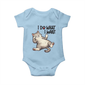 Cat Lover Baby Onesie Funny I Do What I Want TS12 Light Blue Print Your Wear