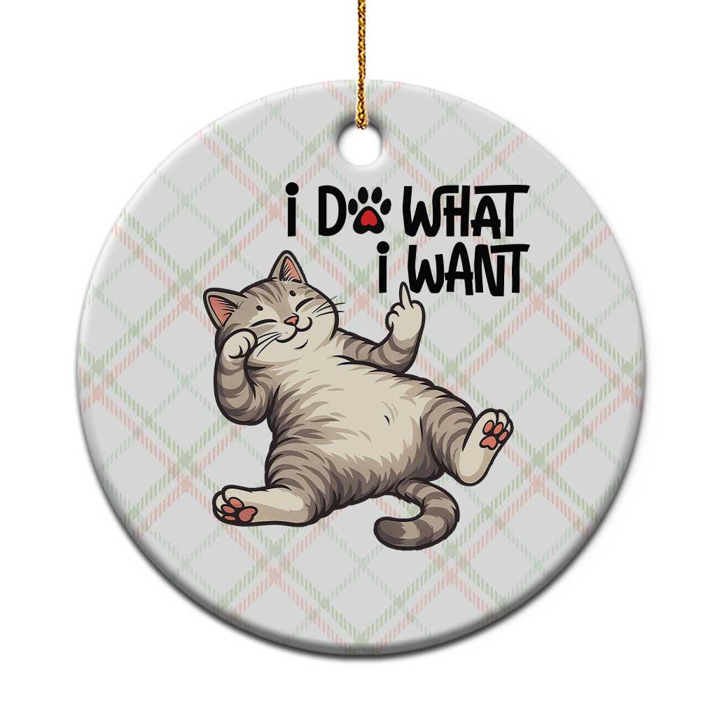 Cat Lover Ceramic Ornament Funny I Do What I Want TS12 1pc Christmas Plaid Print Your Wear