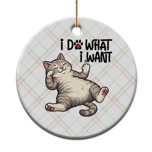 Cat Lover Ceramic Ornament Funny I Do What I Want TS12 1pc Christmas Plaid Print Your Wear
