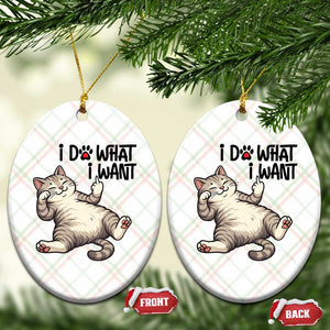 Cat Lover Ceramic Ornament Funny I Do What I Want TS12 Print Your Wear